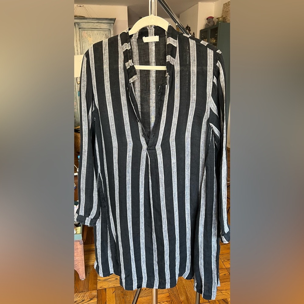 CP SHADES linen dress. Size Medium. Dark blue with white stripes.